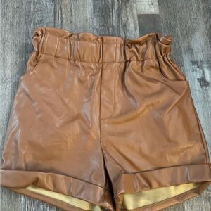 Brown Leather Women's Shorts